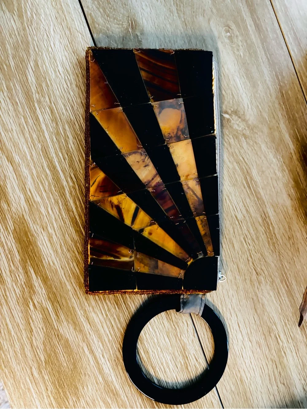 Horn Mosaic Clutch - Black & Amber